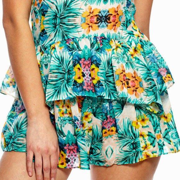 Island FLoRAL Print Ruffle Boom Boom ROMPER Jumper - Picture 3 of 5